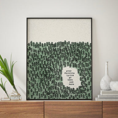 custom song lyric wall art print with forest pine trees