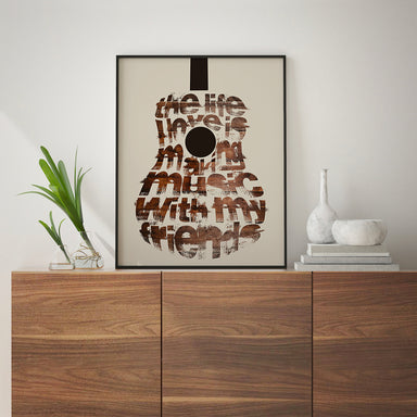On The Road Again | Willie Nelson - Guitar Song Lyric Wall Art Music Poster