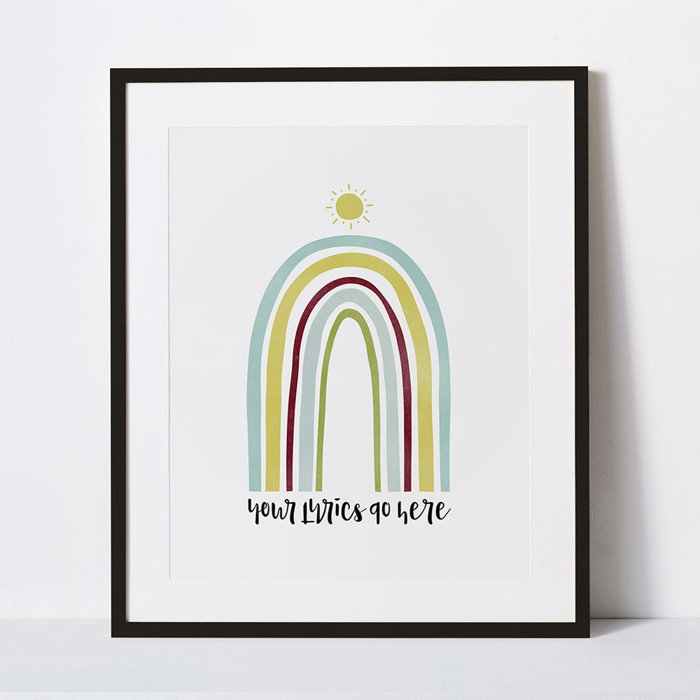 custom boho rainbow music quote poster