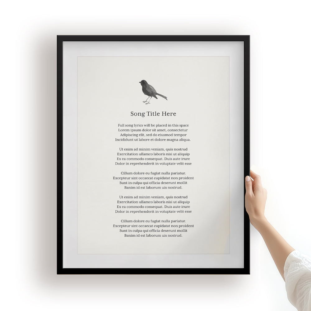 Custom Song Lyrics Art Print - Watercolor Bird