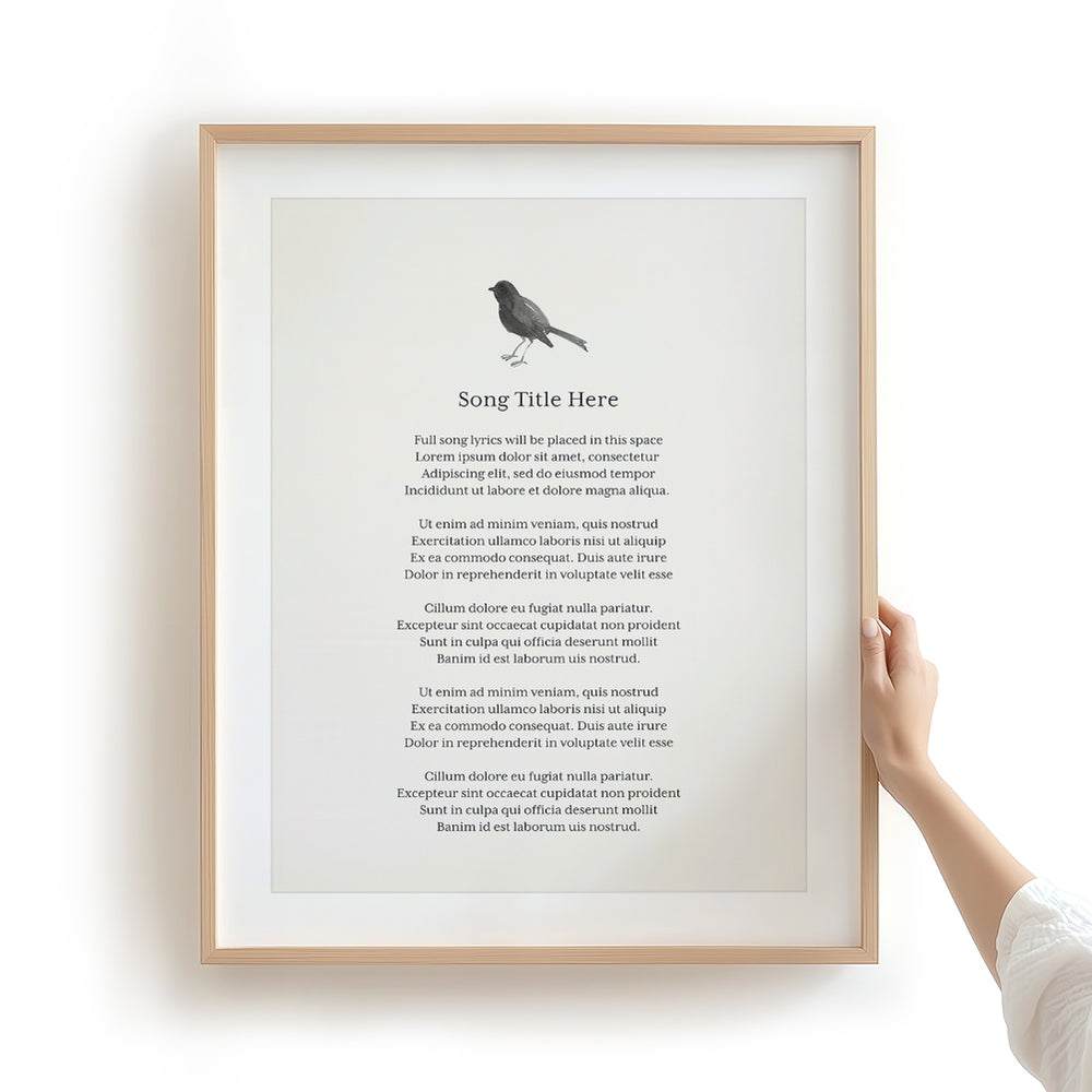 Custom Song Lyrics Art Print - Watercolor Bird