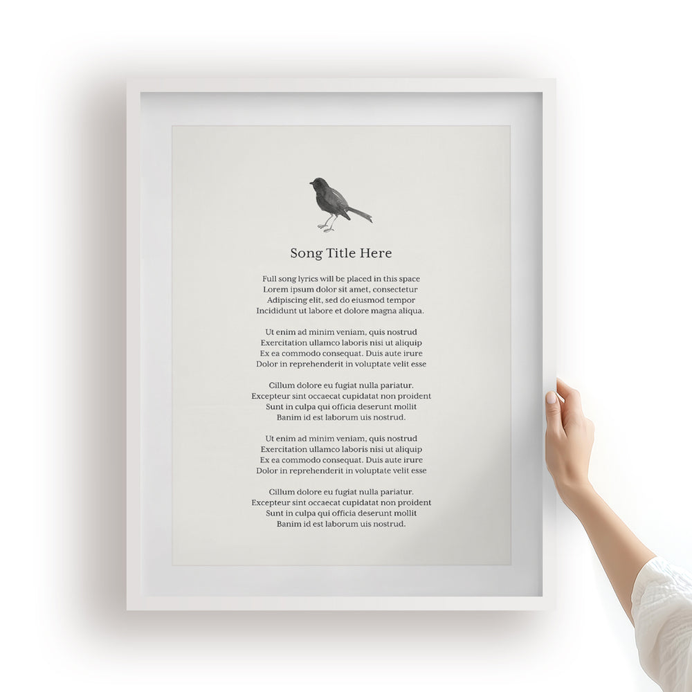 Custom Song Lyrics Art Print - Watercolor Bird