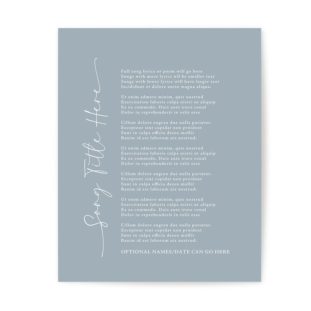 Custom Song Lyrics Art Print - Vertical Title