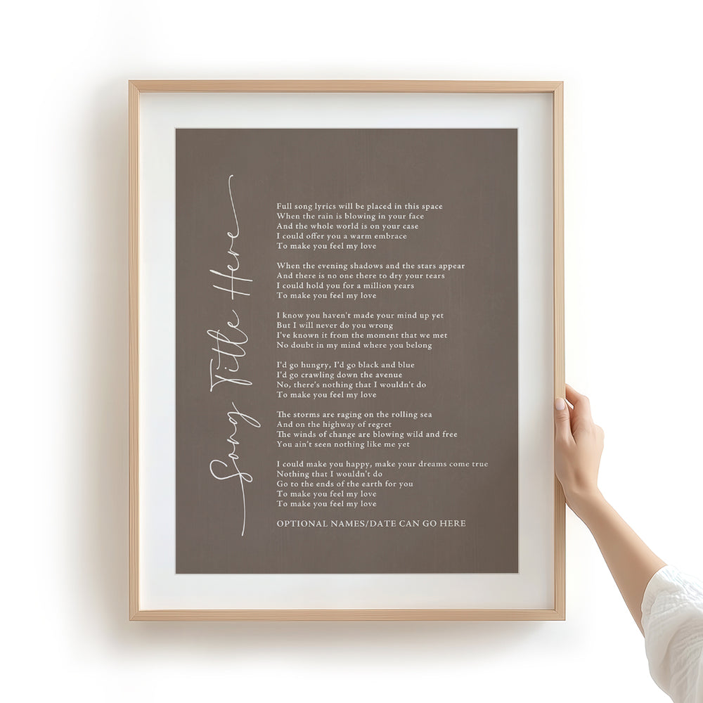 Custom Song Lyrics Art Print - Vertical Title