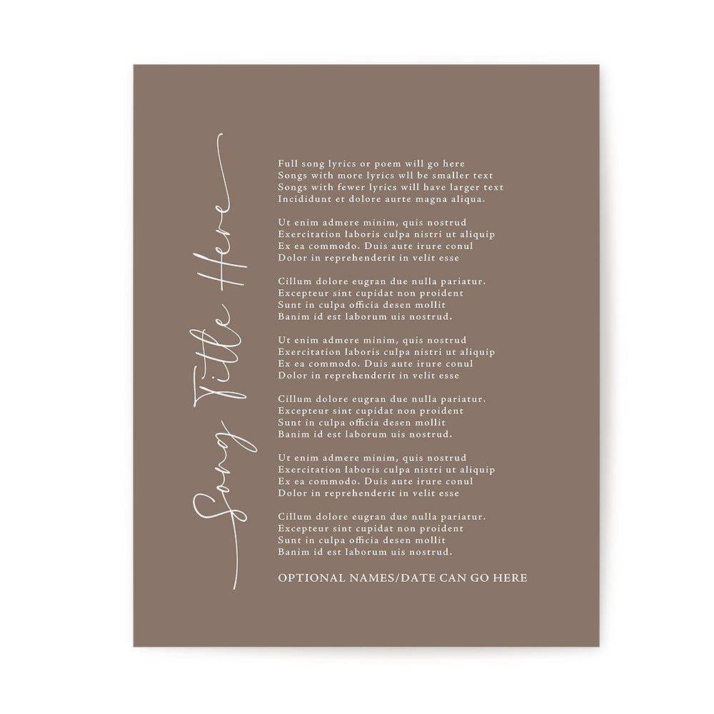 Custom Song Lyrics Art Print - Vertical Title