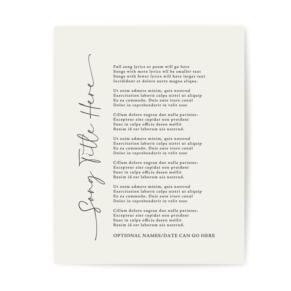 Custom Song Lyrics Art Print - Vertical Title