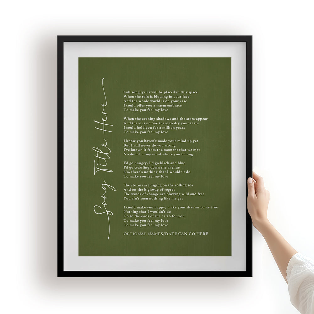 Custom Song Lyrics Art Print - Vertical Title