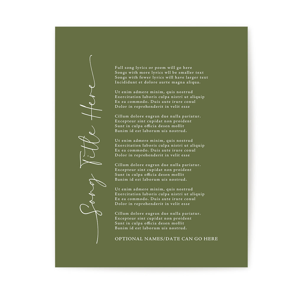 Custom Song Lyrics Art Print - Vertical Title
