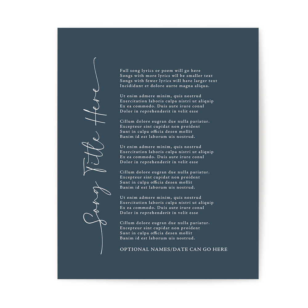 Custom Song Lyrics Art Print - Vertical Title