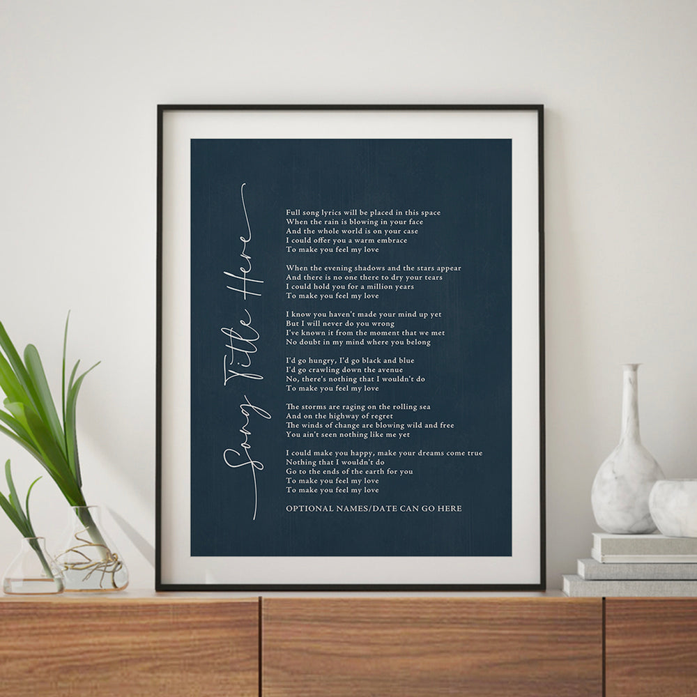 Custom Song Lyrics Art Print - Vertical Title