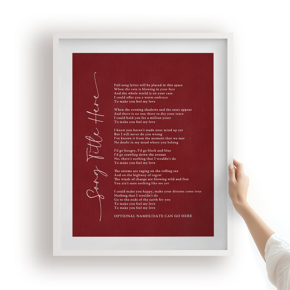 Custom Song Lyrics Art Print - Vertical Title