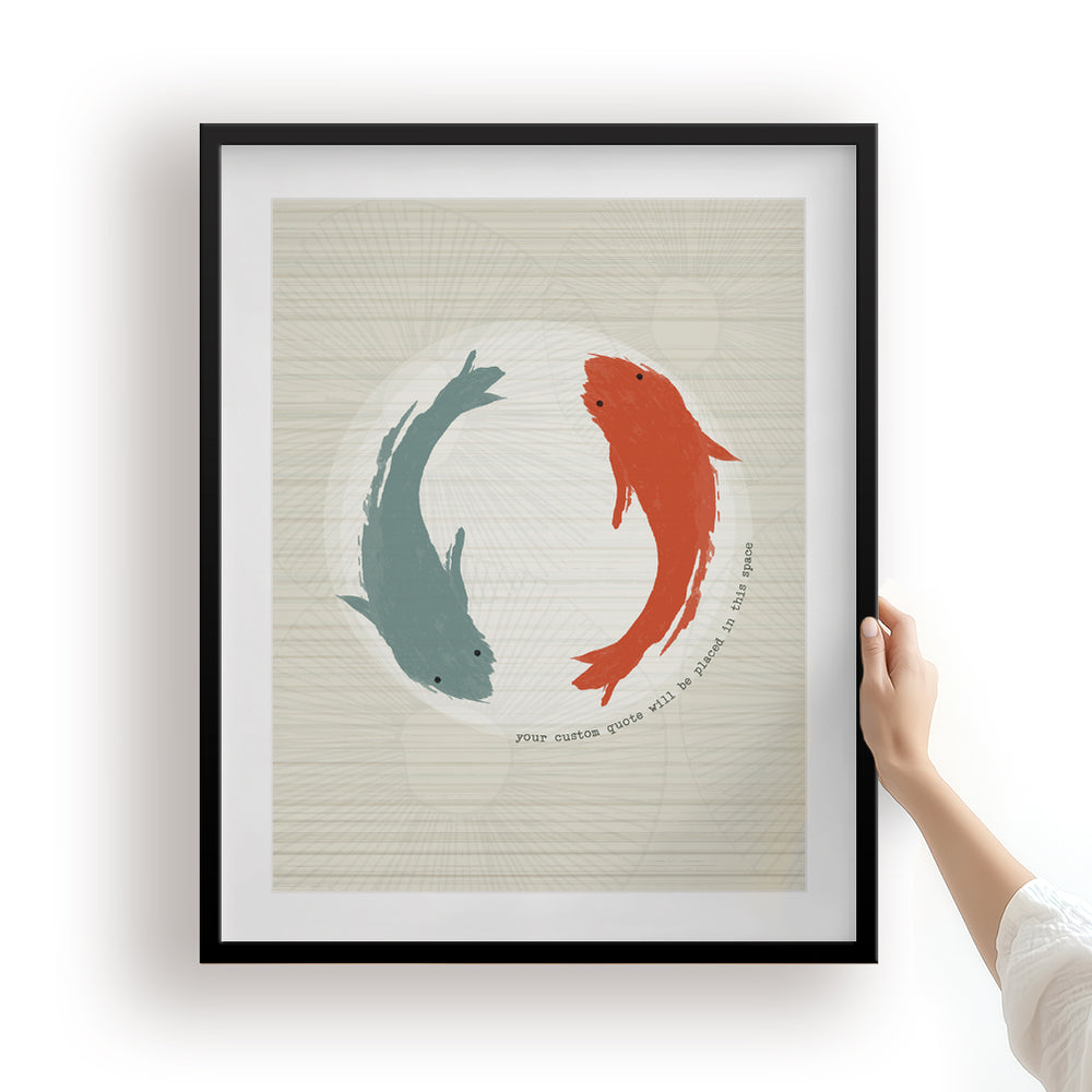 Custom Quote Song Lyrics Art Print - Koi Fish