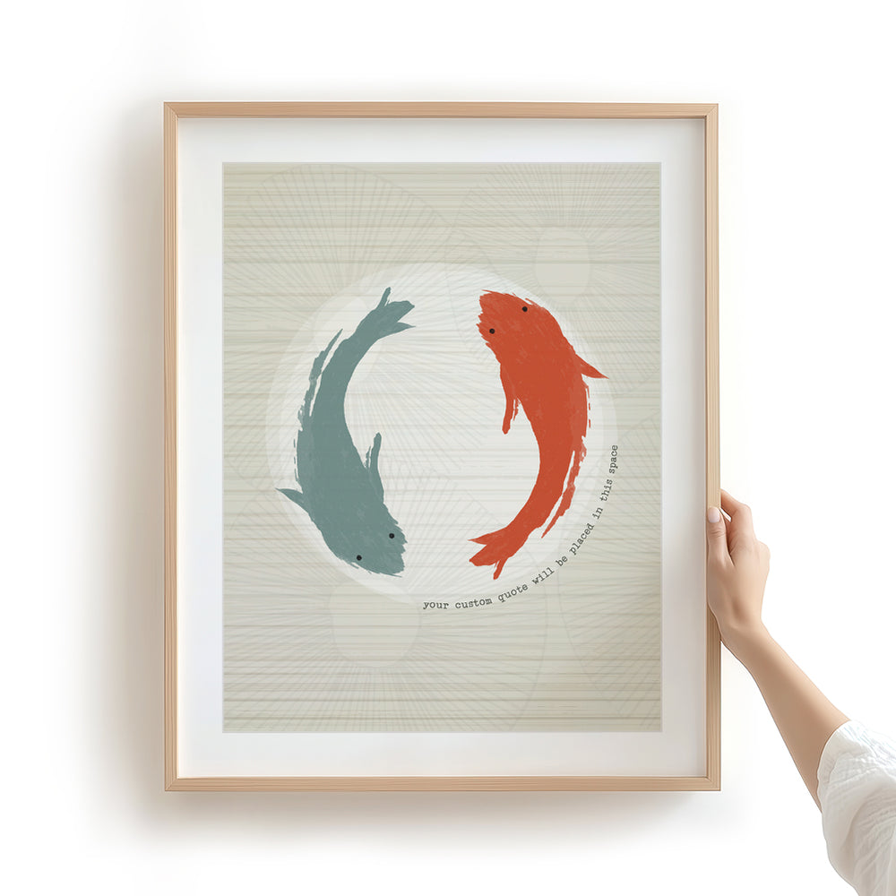 Custom Quote Song Lyrics Art Print - Koi Fish