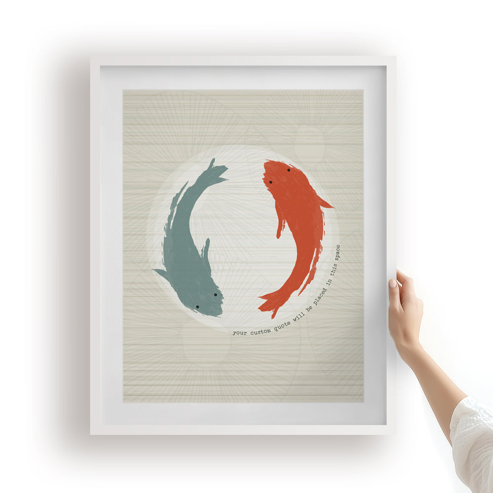 Custom Quote Song Lyrics Art Print - Koi Fish