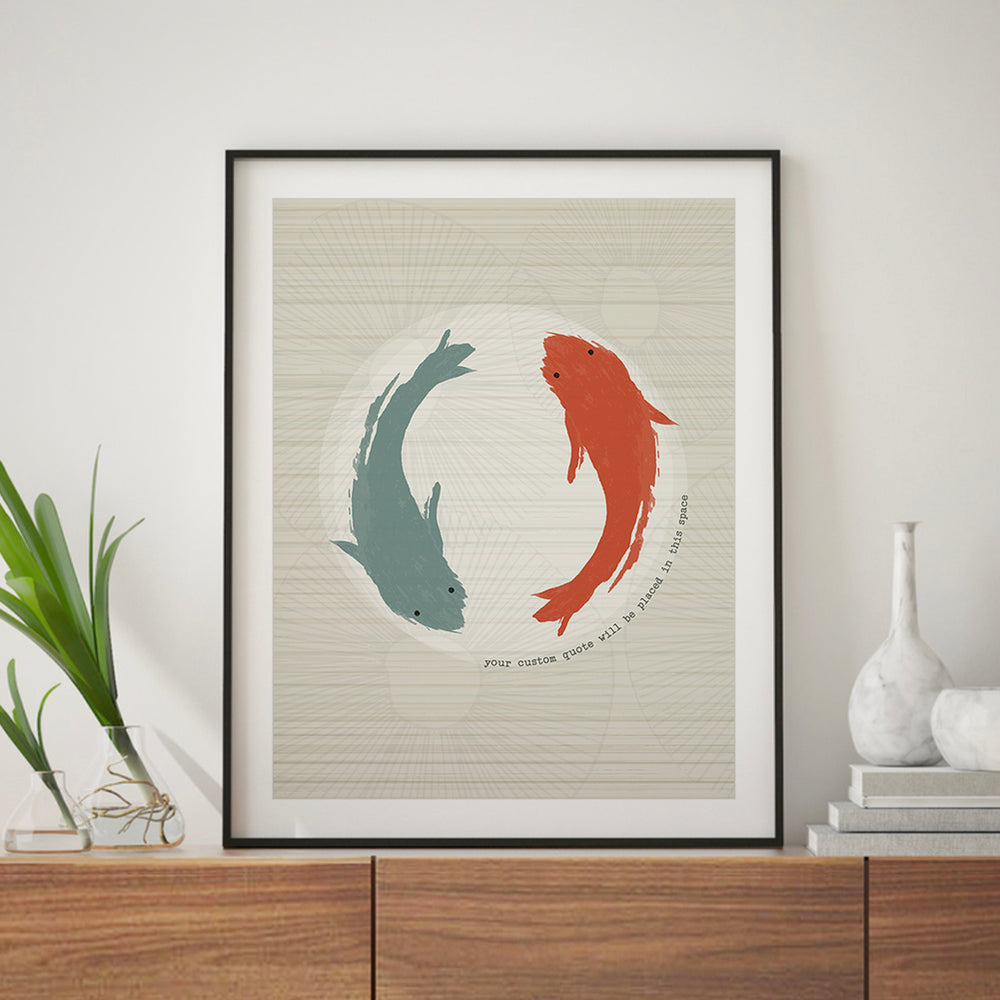Custom Quote Song Lyrics Art Print - Koi Fish