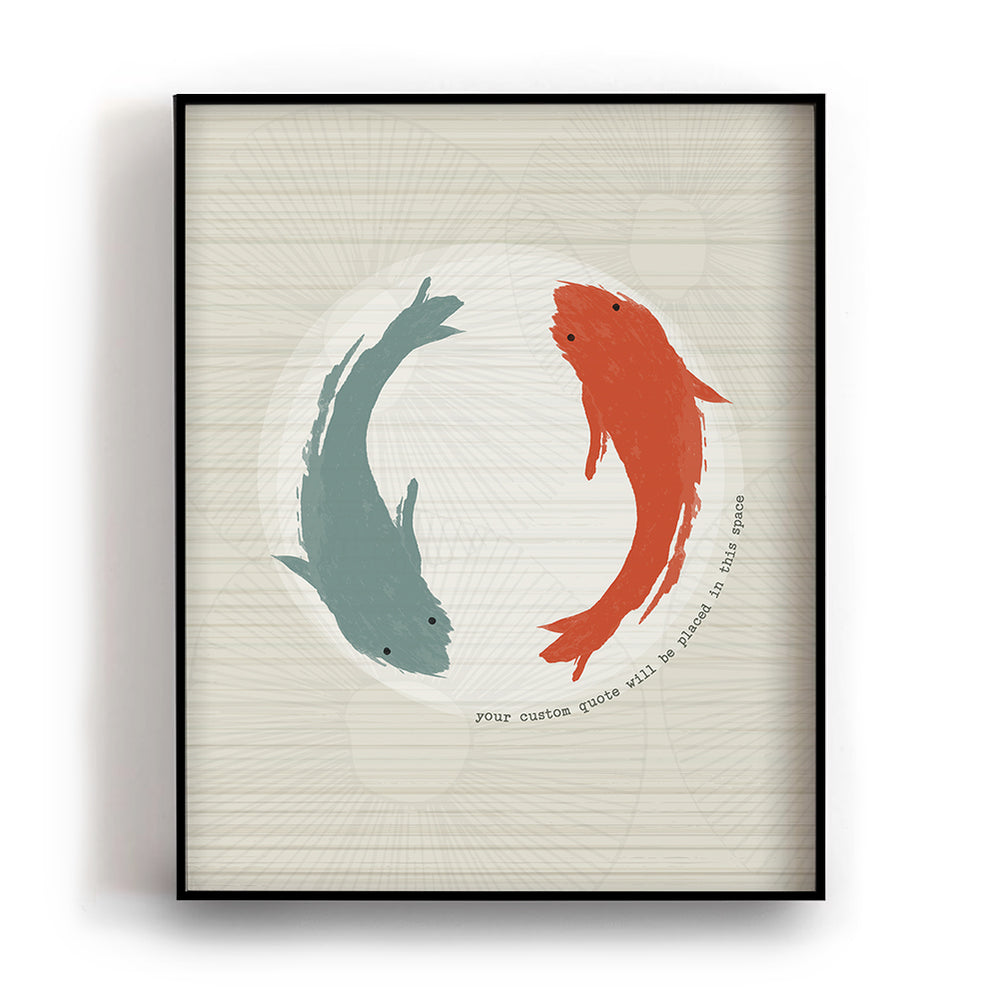 Custom Quote Song Lyrics Art Print - Koi Fish
