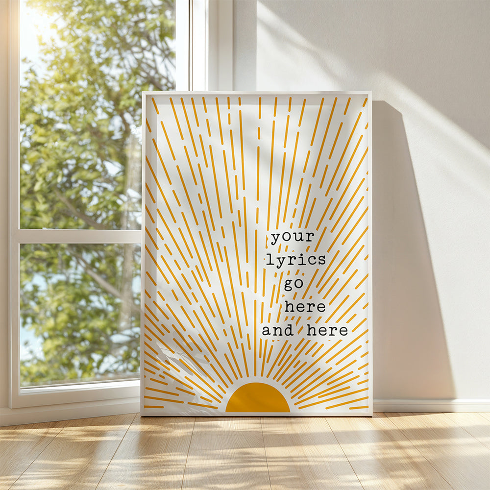 Custom Boho Sunshine Song Lyric Art Print Personalized Poster