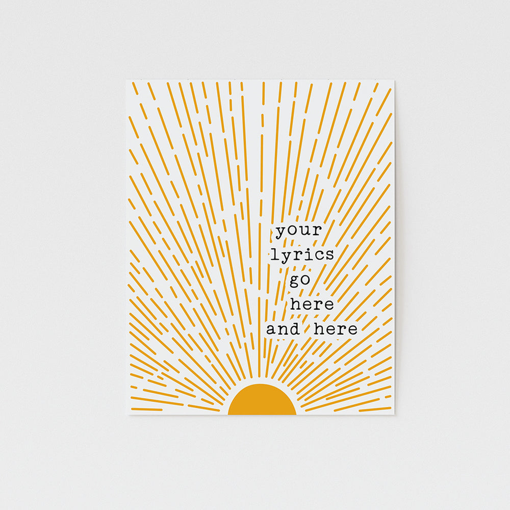 Custom Boho Sunshine Song Lyric Art Print Personalized Poster