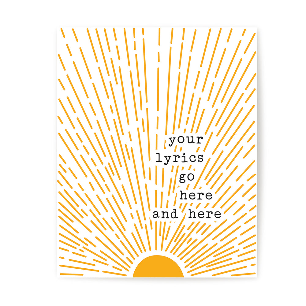 Custom Sun Song Lyrics Art Print