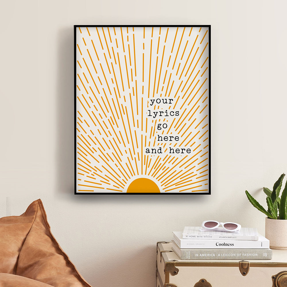 Custom Boho Sunshine Song Lyric Art Print Personalized Poster