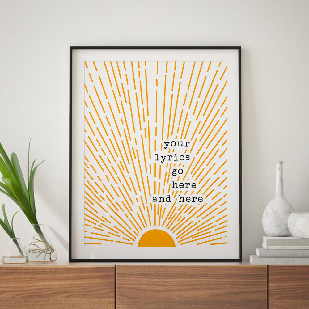Custom Sun Song Lyrics Art Print