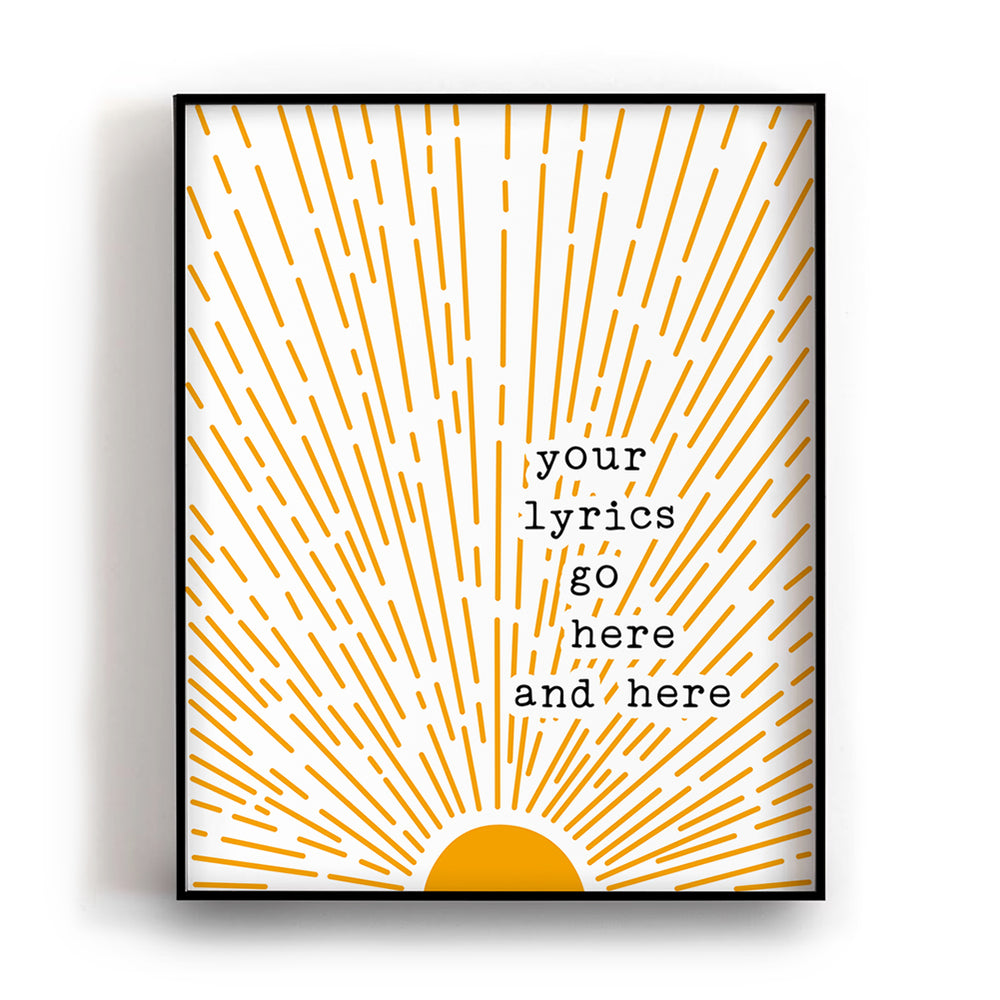 Custom Sun Song Lyrics Art Print