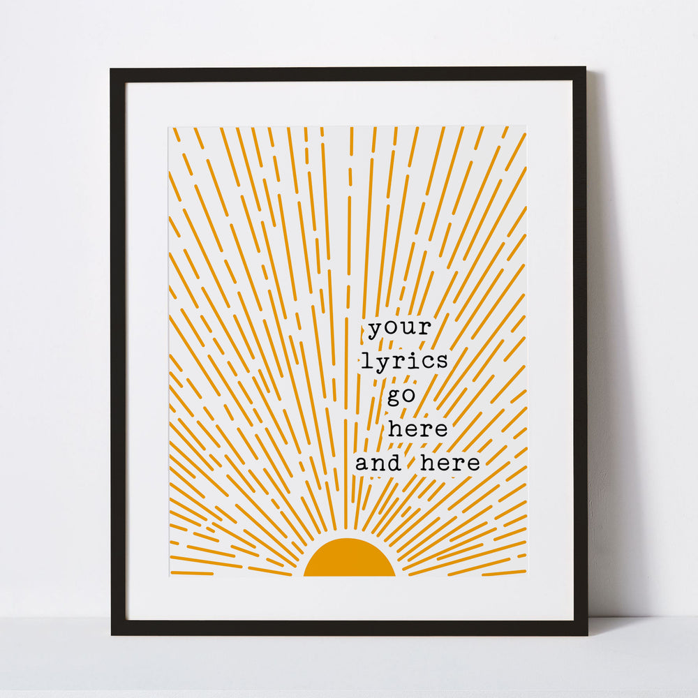 custom boho sun song lyric wall art music poster print