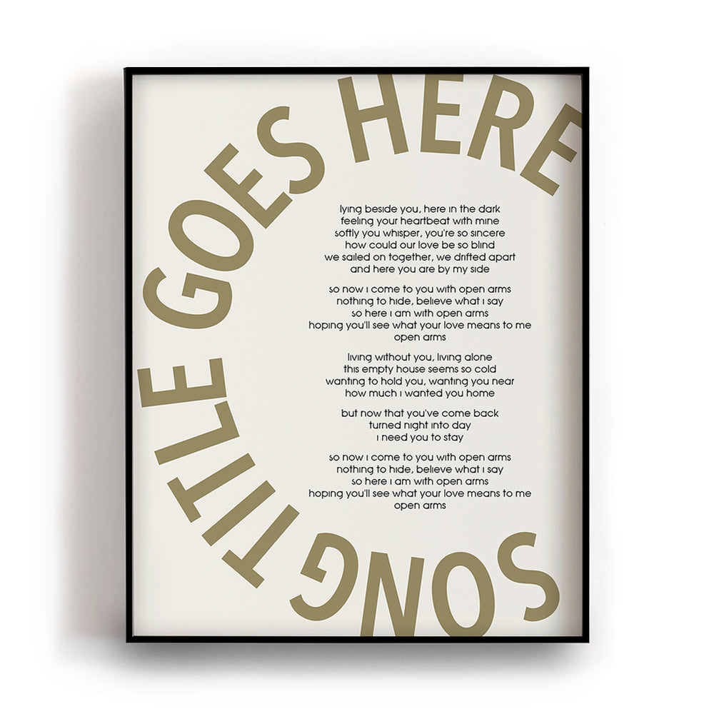 Bold Circle Title Custom Song Lyrics Wall Art Print
