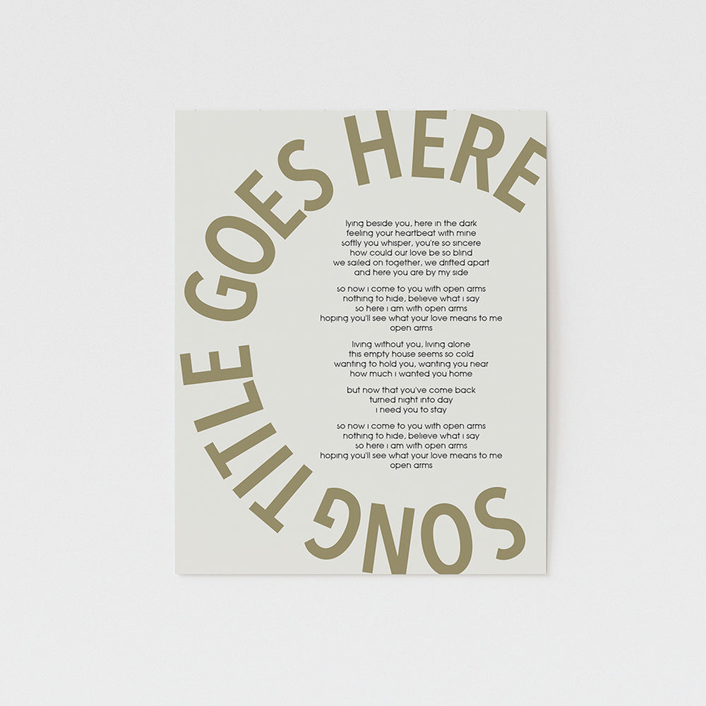 Bold Circle Title Custom Song Lyrics Wall Art Print