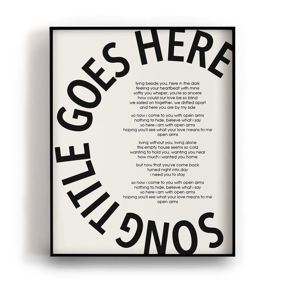 Bold Circle Title Custom Song Lyrics Wall Art Print