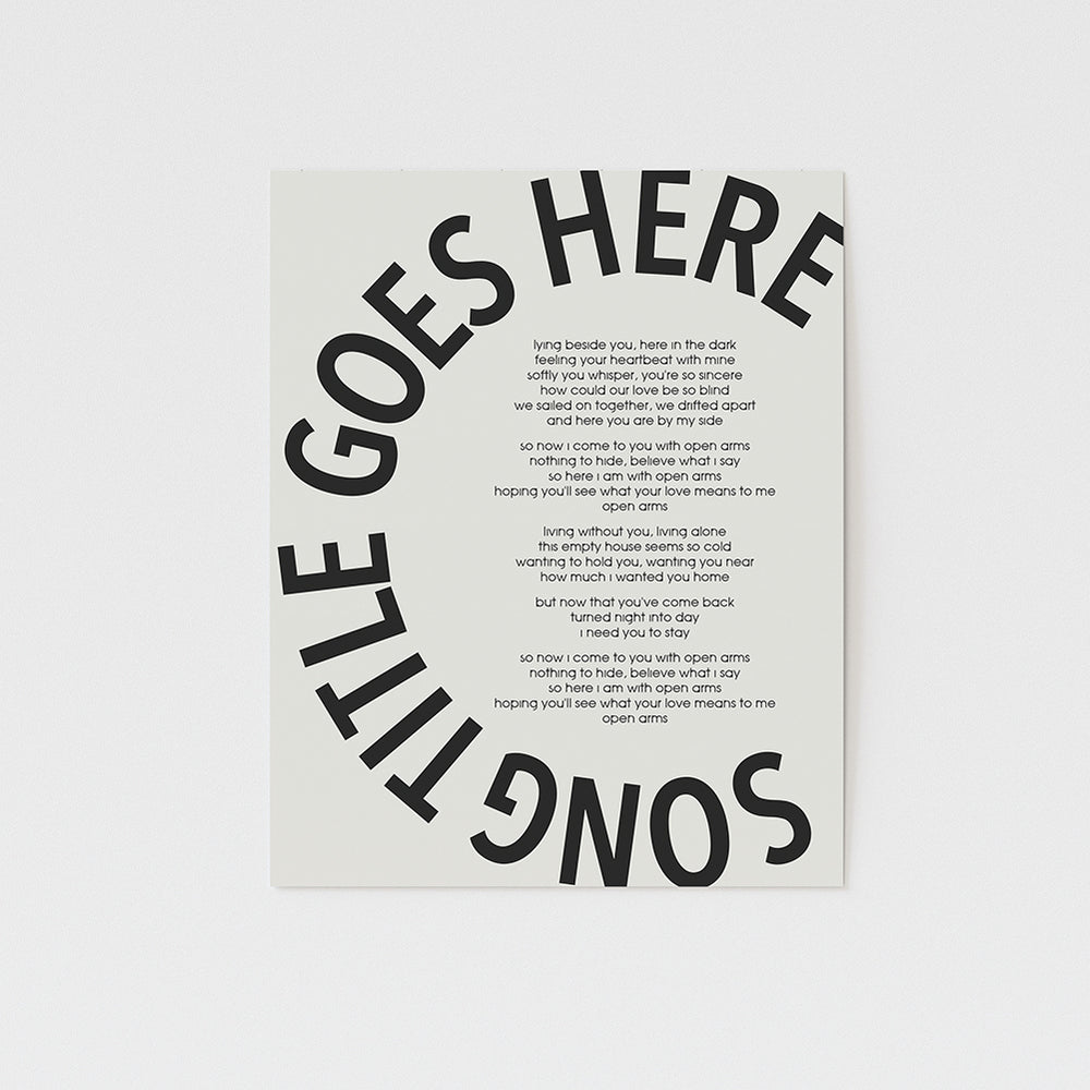 Bold Circle Title Custom Song Lyrics Wall Art Print