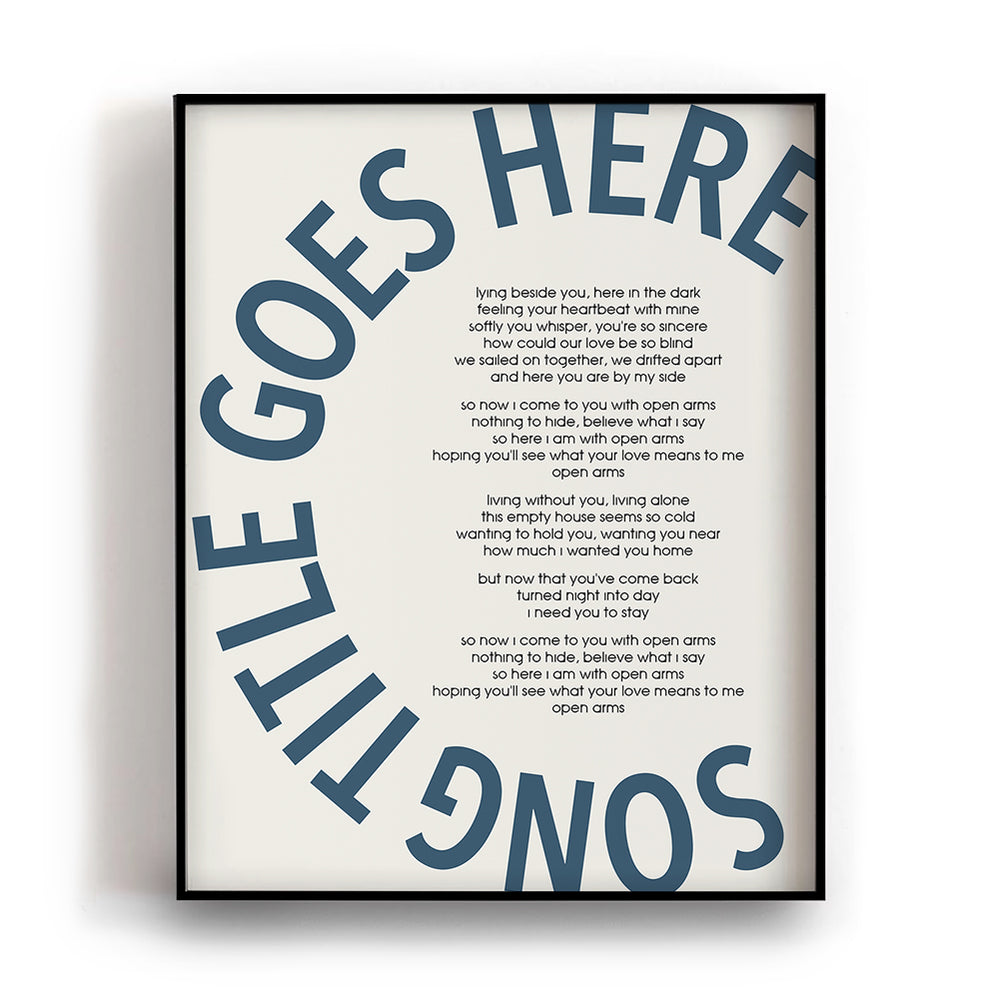 Bold Circle Title Custom Song Lyrics Wall Art Print