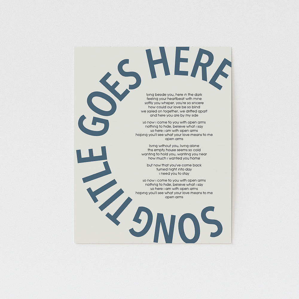 Bold Circle Title Custom Song Lyrics Wall Art Print
