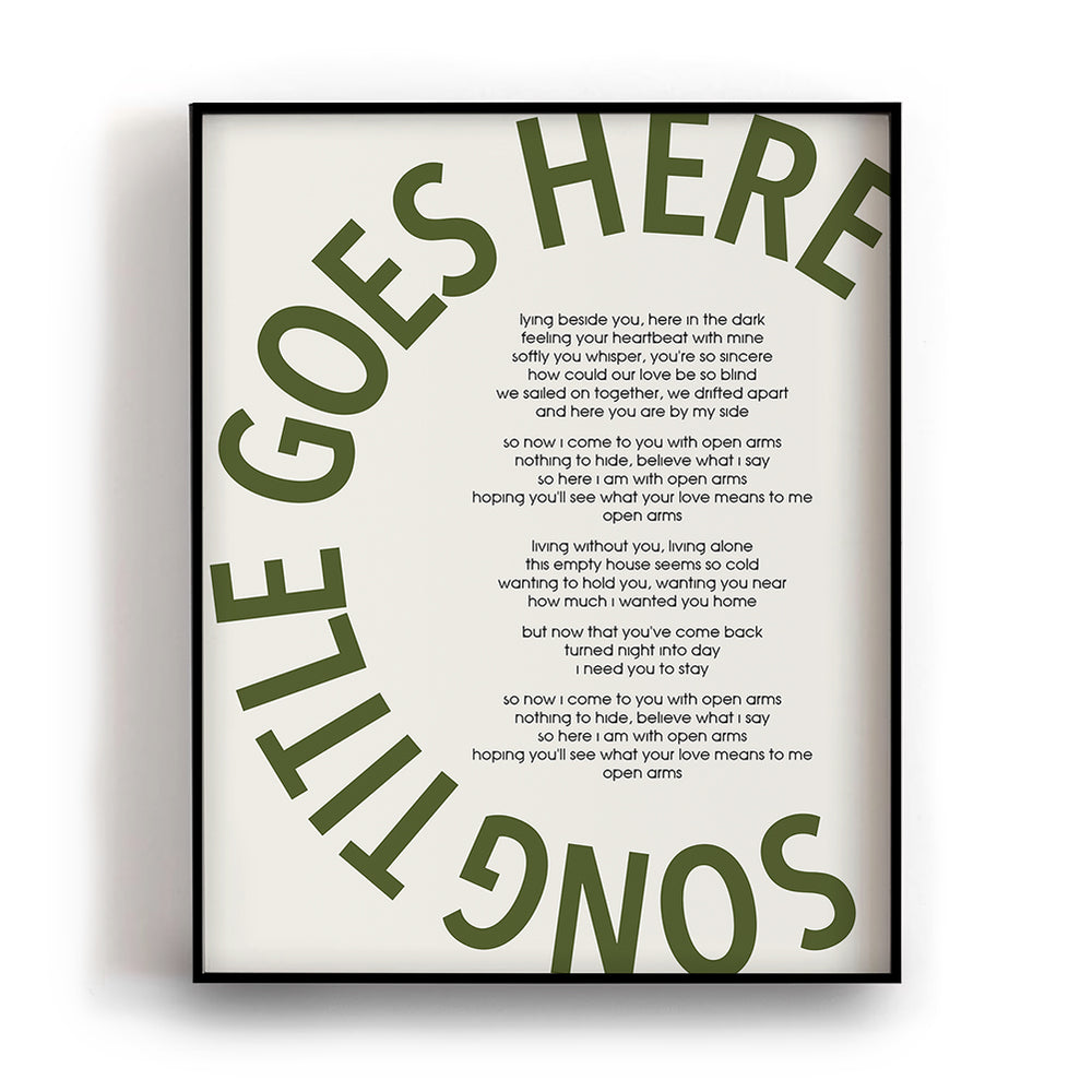 Bold Circle Title Custom Song Lyrics Wall Art Print