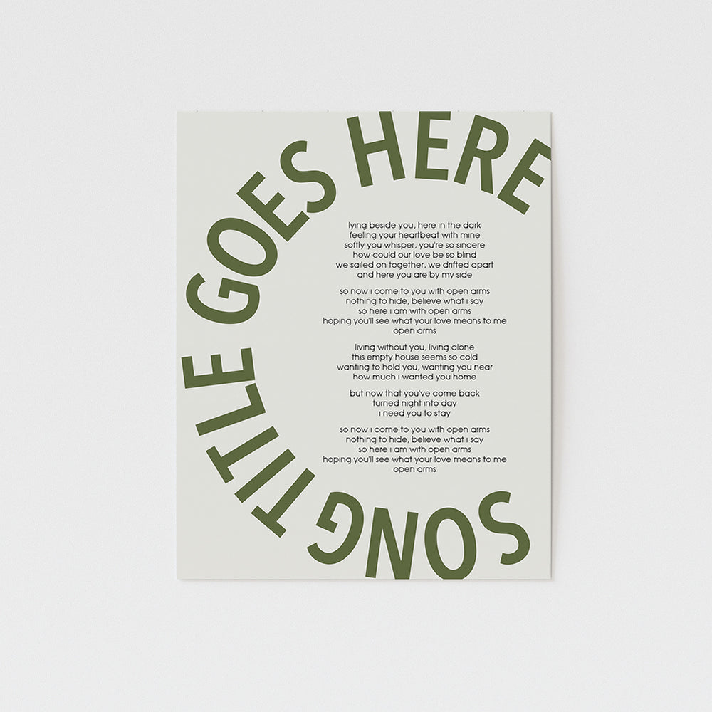 Bold Circle Title Custom Song Lyrics Wall Art Print