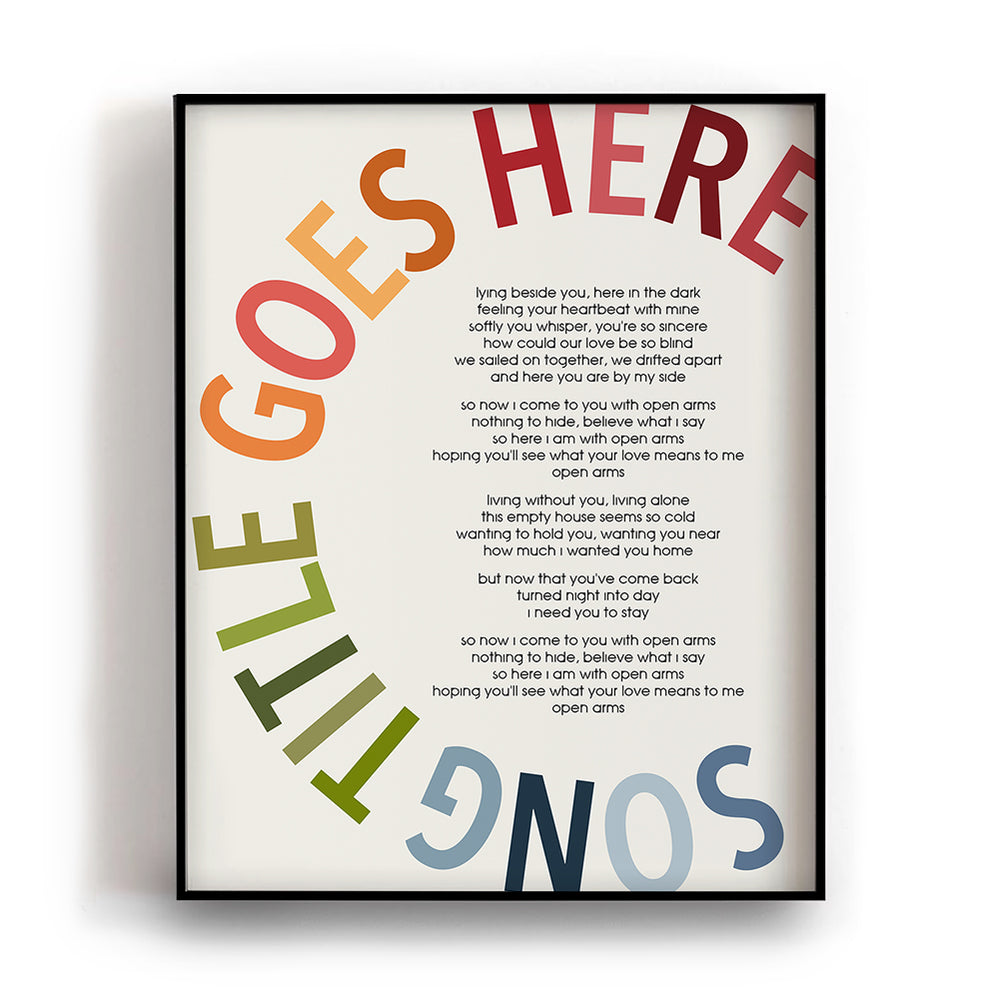 Bold Circle Title Custom Song Lyrics Wall Art Print