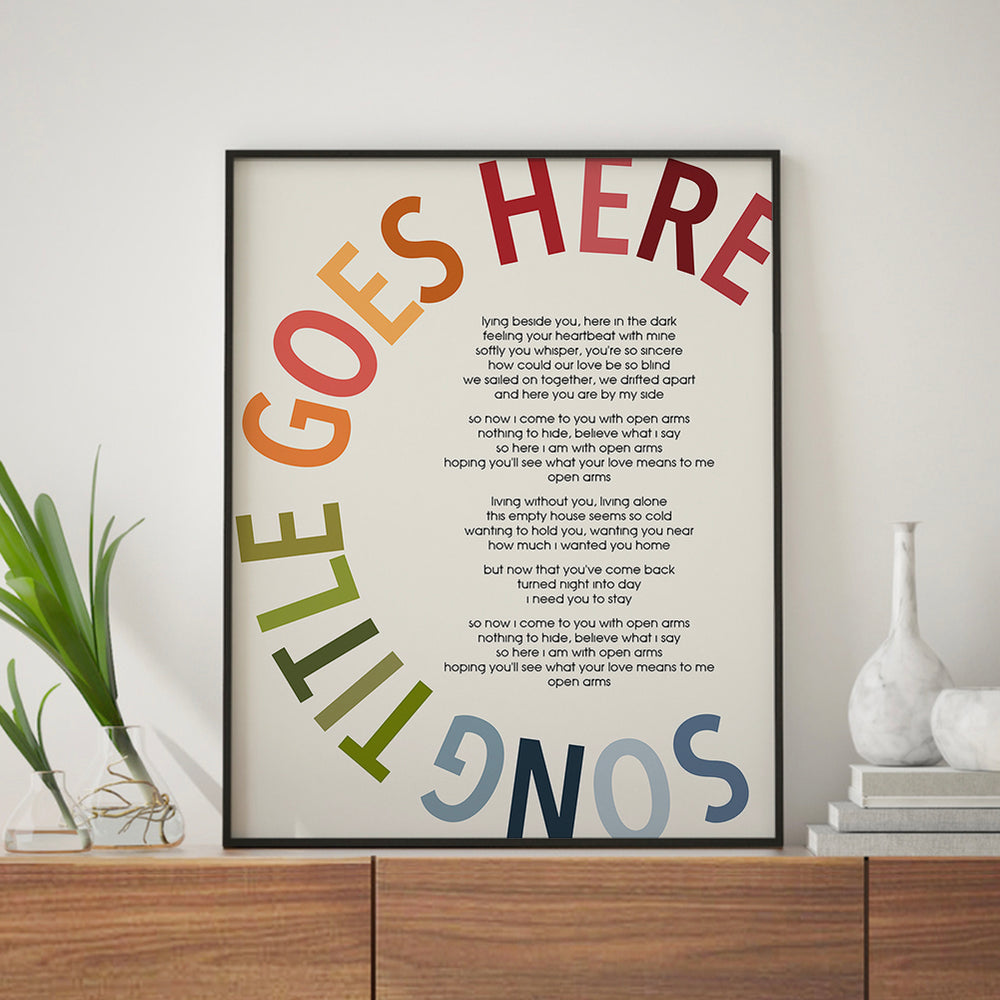 Bold Circle Title Custom Song Lyrics Wall Art Print