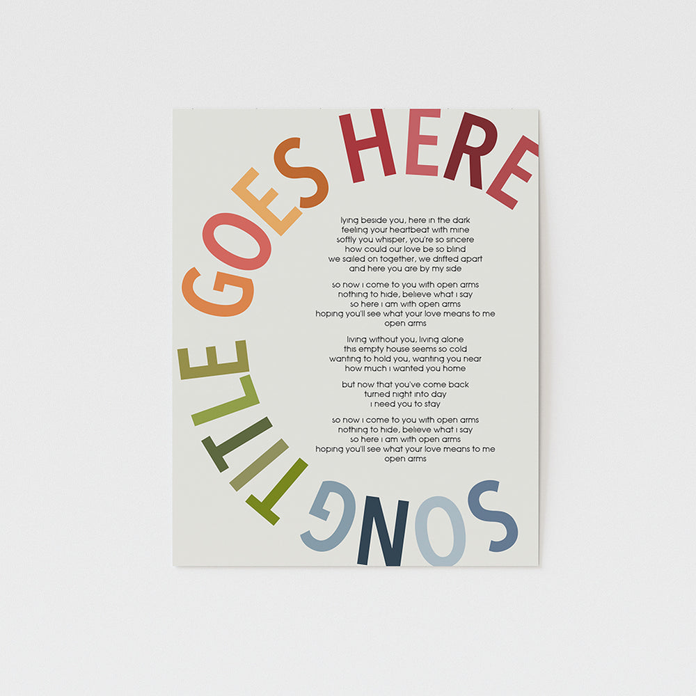 Bold Circle Title Custom Song Lyrics Wall Art Print