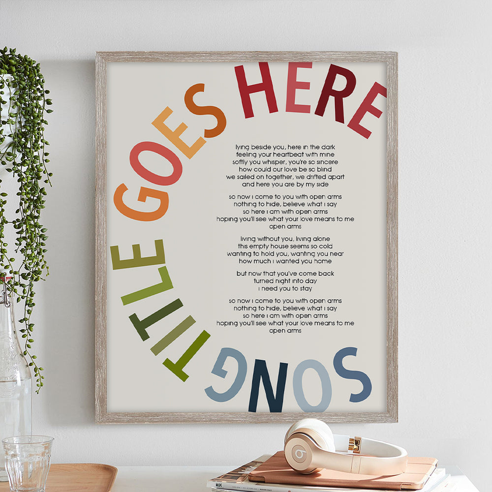 Bold Circle Title Custom Song Lyrics Wall Art Print