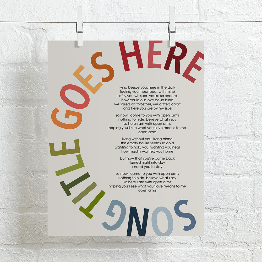 Bold Circle Title Custom Song Lyrics Wall Art Print