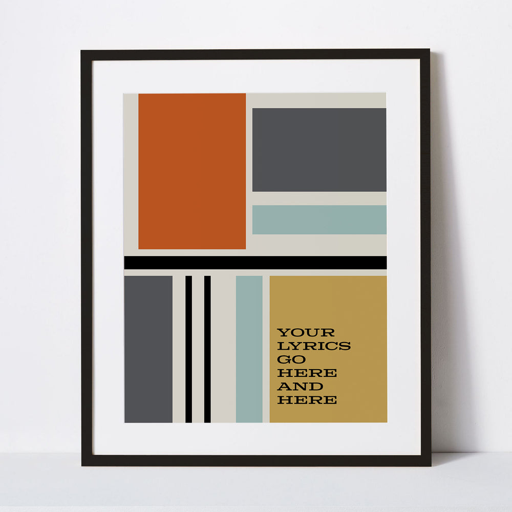 custom mid-century modern song lyric wall art print music poster
