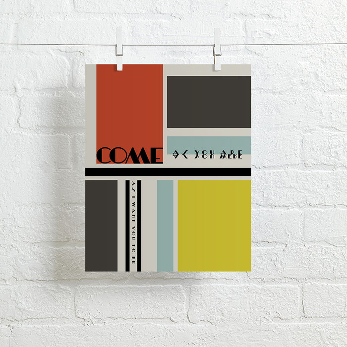 Come As You Are | Nirvana - mid century modern song lyric wall art music poster or canvas wrap