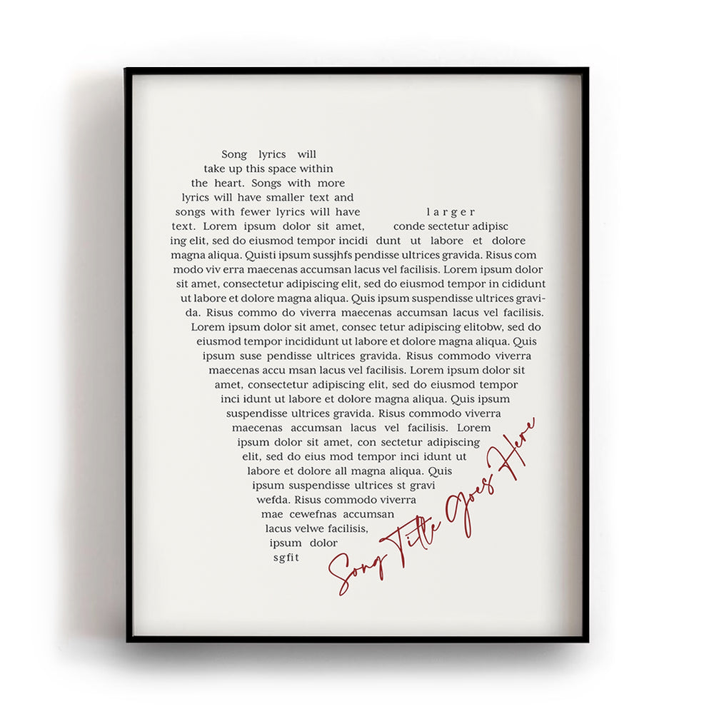Custom Quote Song Lyrics Art Print - Full Heart