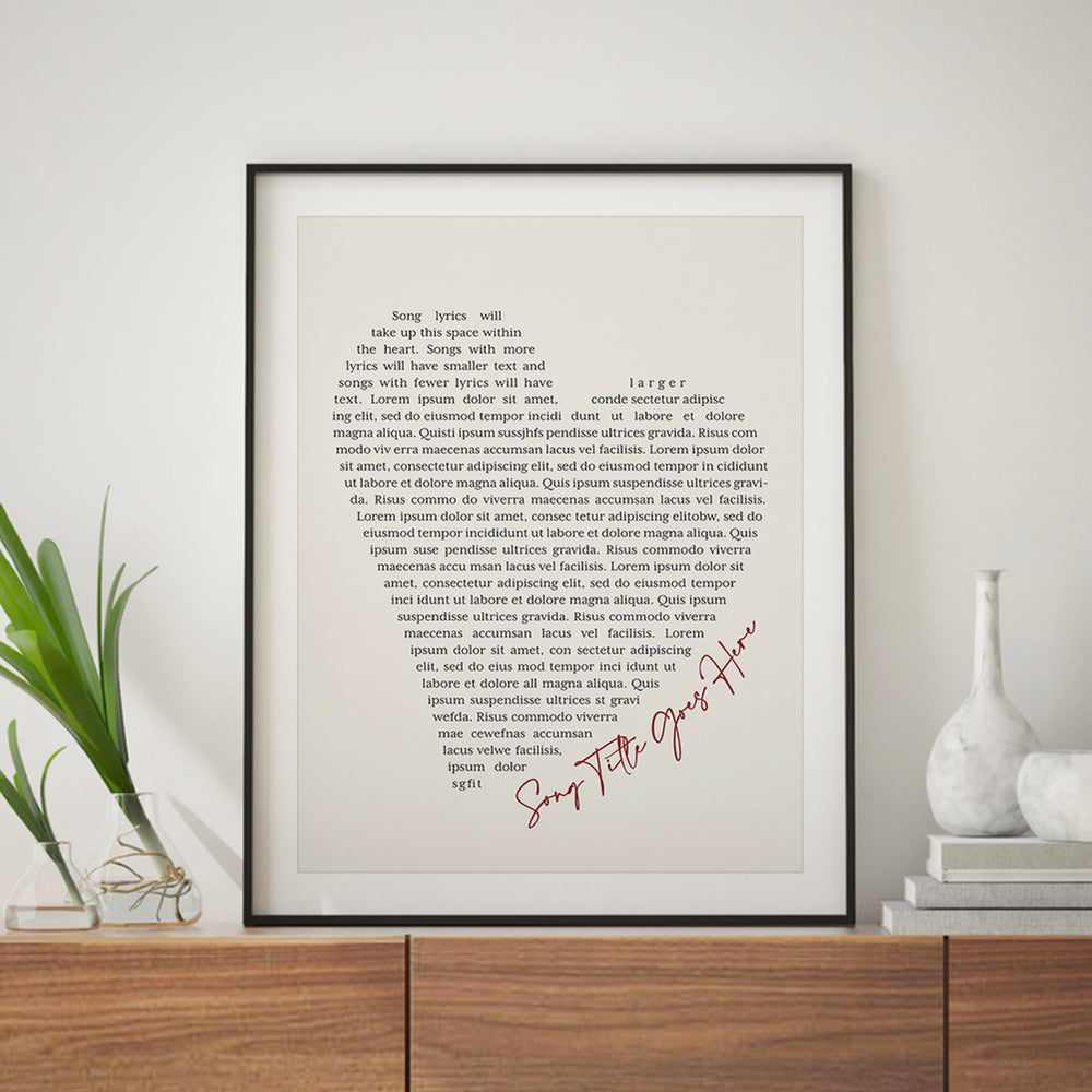 Custom Song Lyrics Art Print - Full Heart