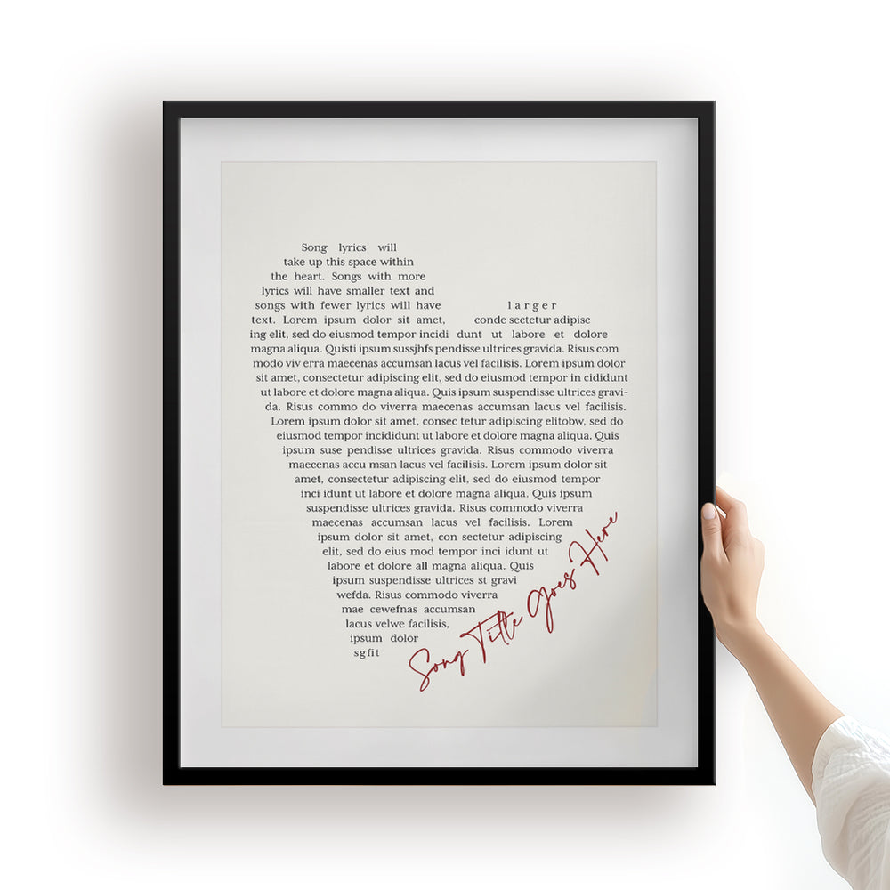 Custom Song Lyrics Art Print - Full Heart