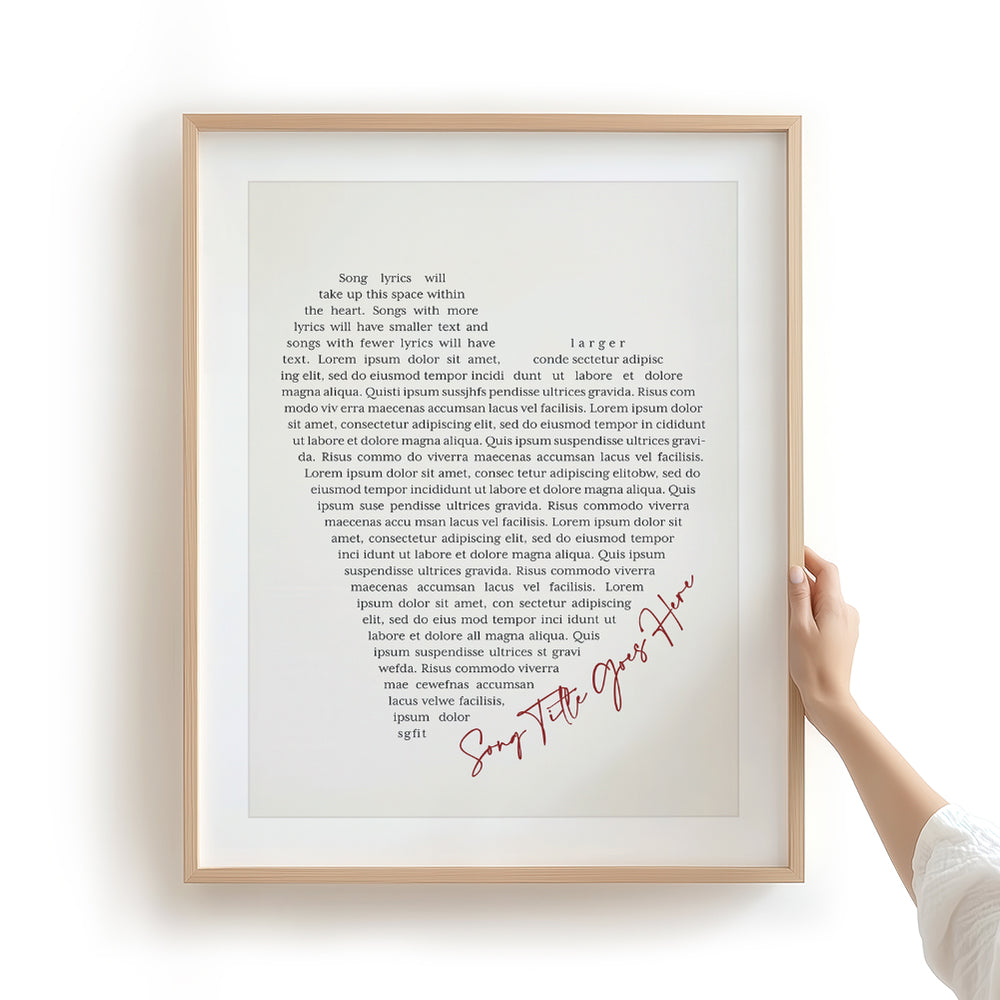 Custom Song Lyrics Art Print - Full Heart