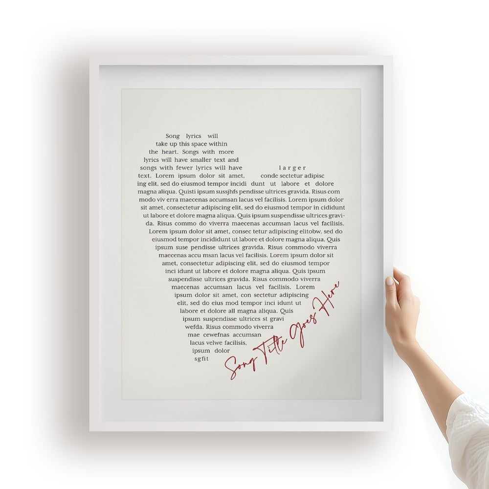 Custom Song Lyrics Art Print - Full Heart