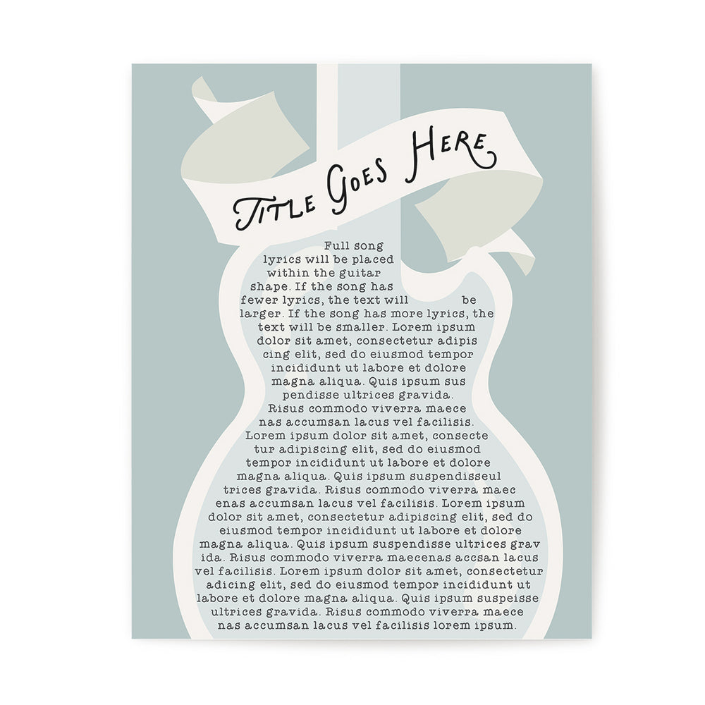Custom Song Lyrics Art Print - Electric Guitar