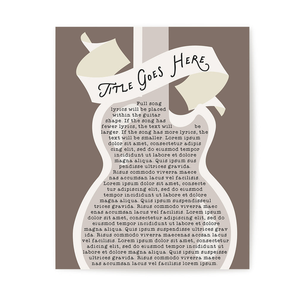 Custom Song Lyrics Art Print - Electric Guitar