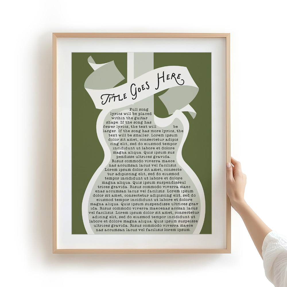Custom Song Lyrics Art Print - Electric Guitar